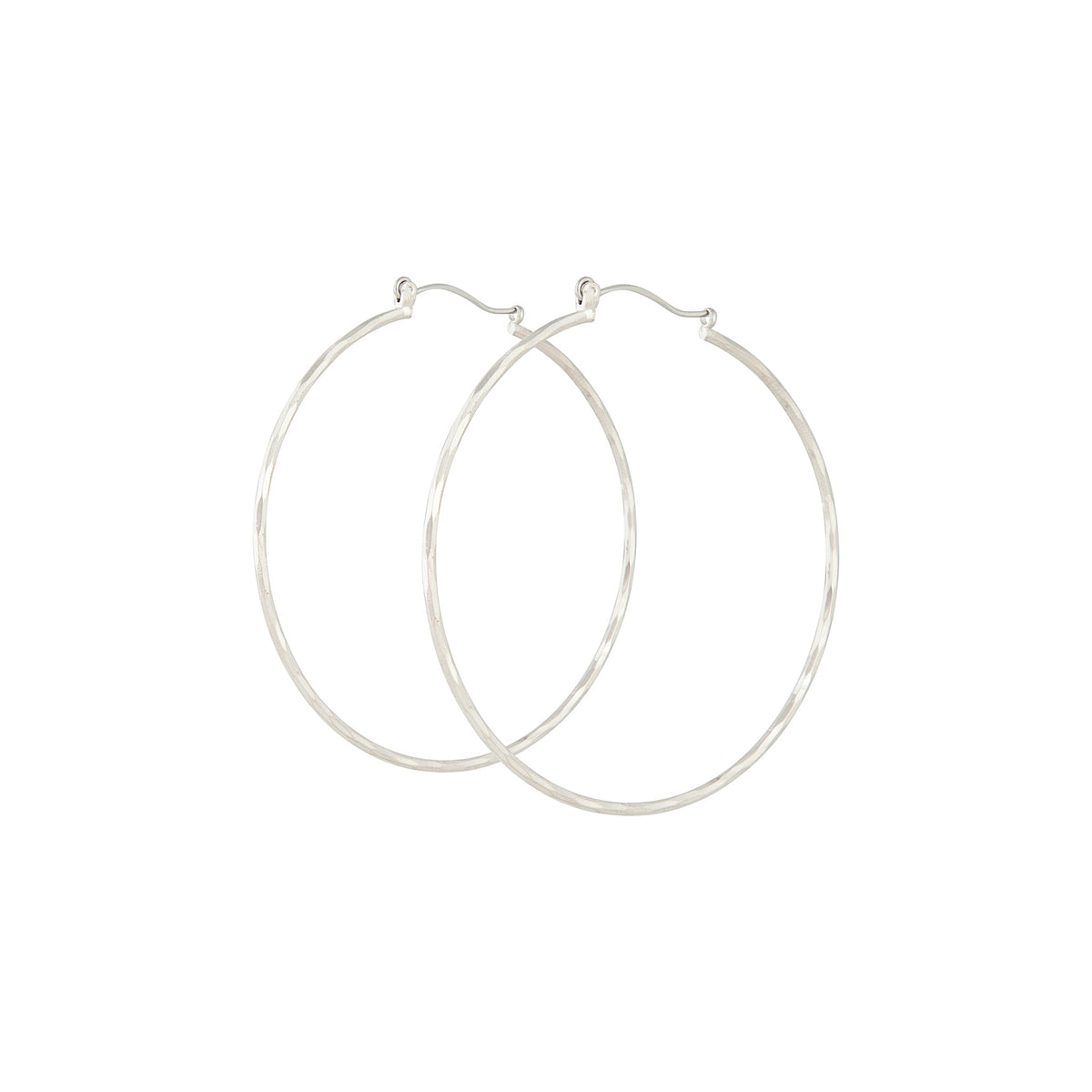 Silver Diamond Cut Hoop Earrings