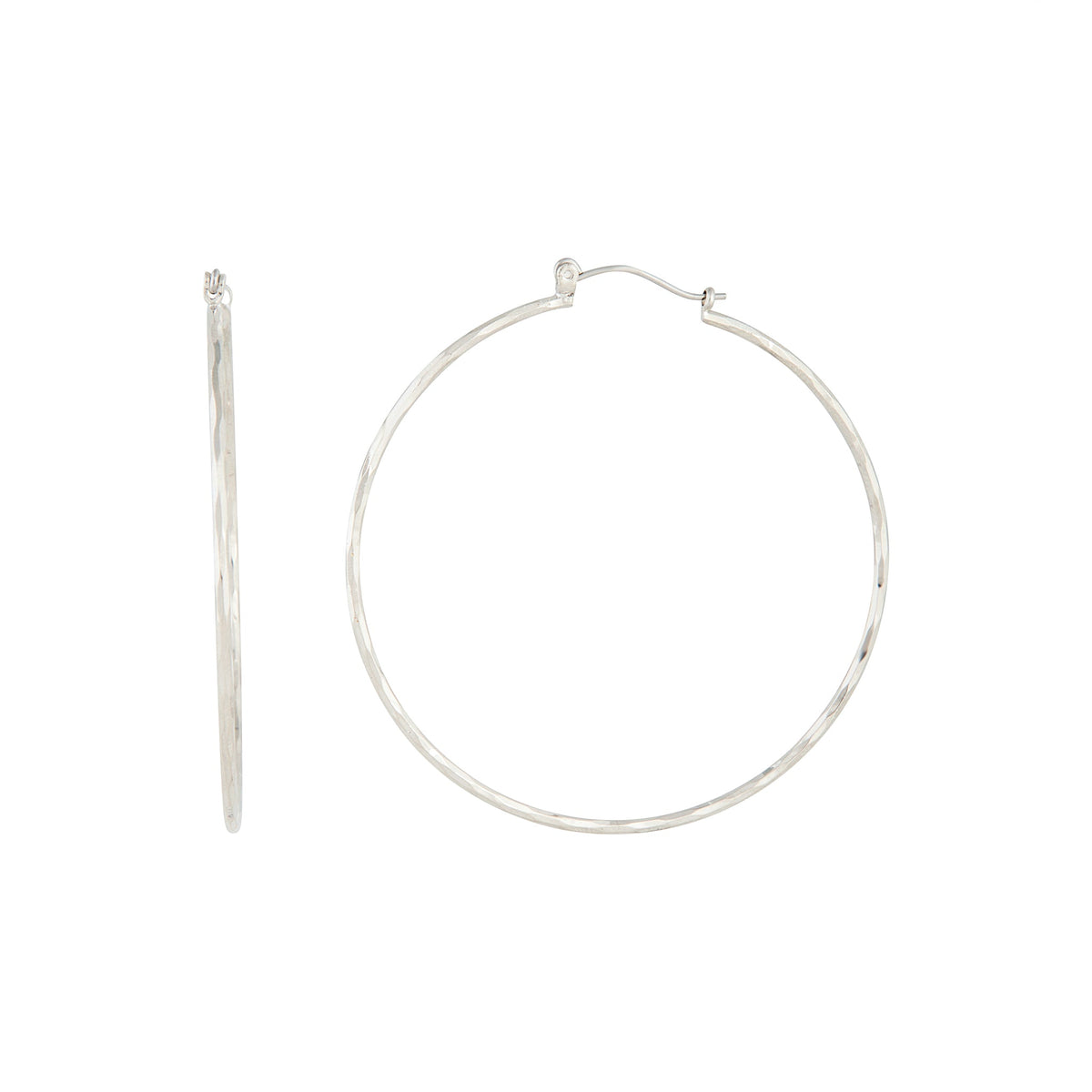Silver Diamond Cut Hoop Earrings