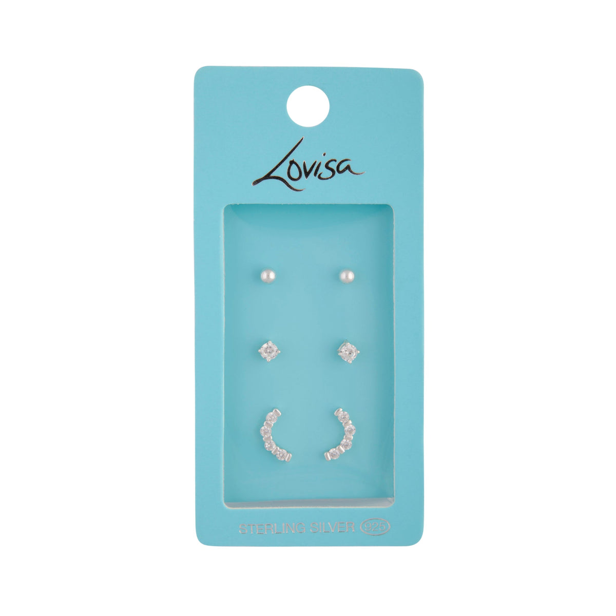 925 Sterling Silver Diamante Stud Earring Pack