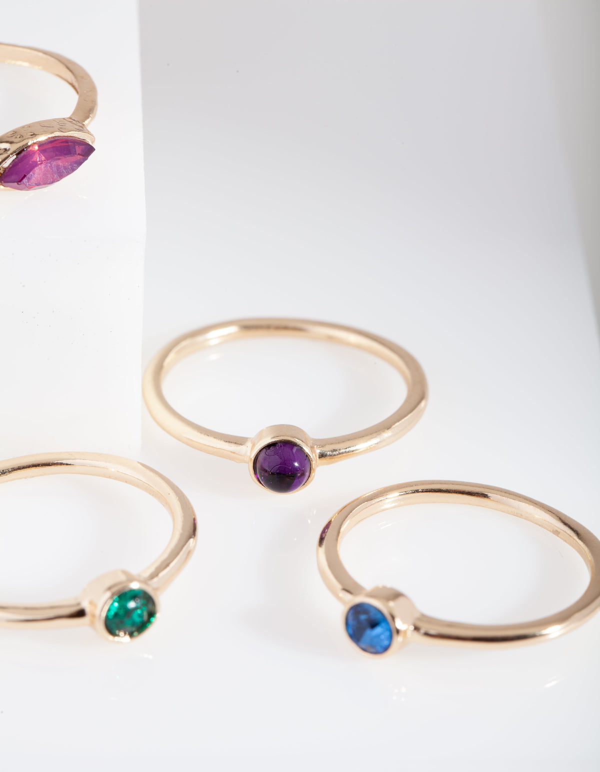 Gold Multi Gem Layered Ring Stack