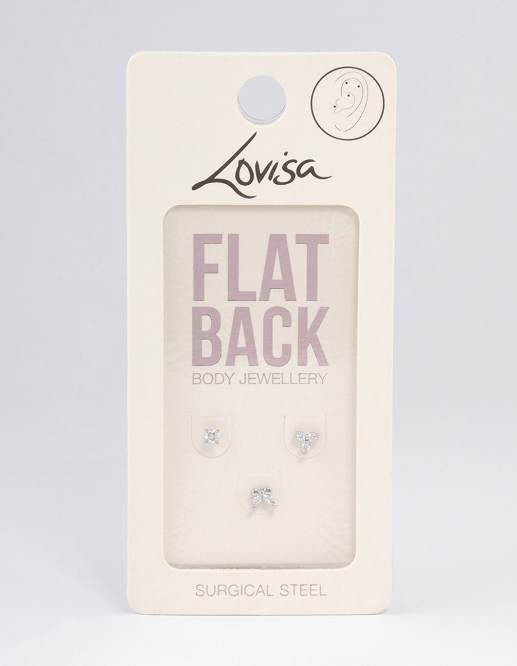Surgical Steel Cubic Zirconia Butterfly Flat Back Pack