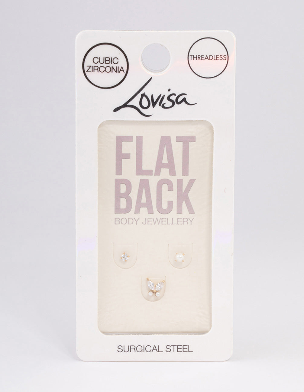 Gold Plated Surgical Steel Pearl Threadless Flat Back Studs Pack