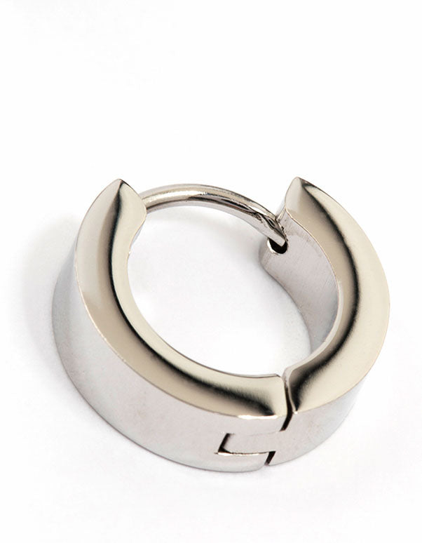 Waterproof Stainless Steel Wide Huggie Earrings