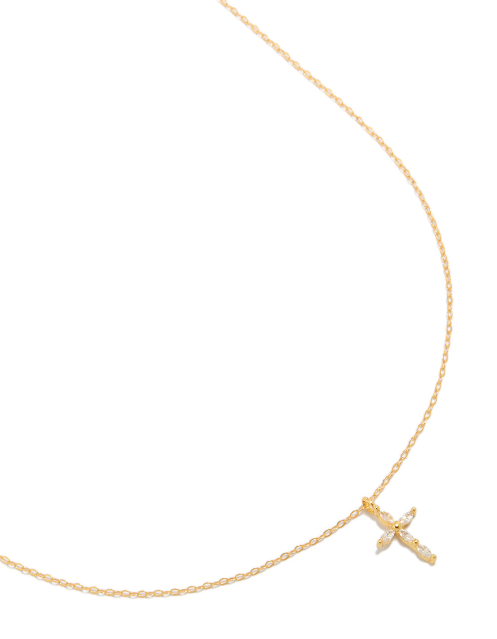 Gold Plated Sterling Silver Cubic Zirconia Cross Necklace
