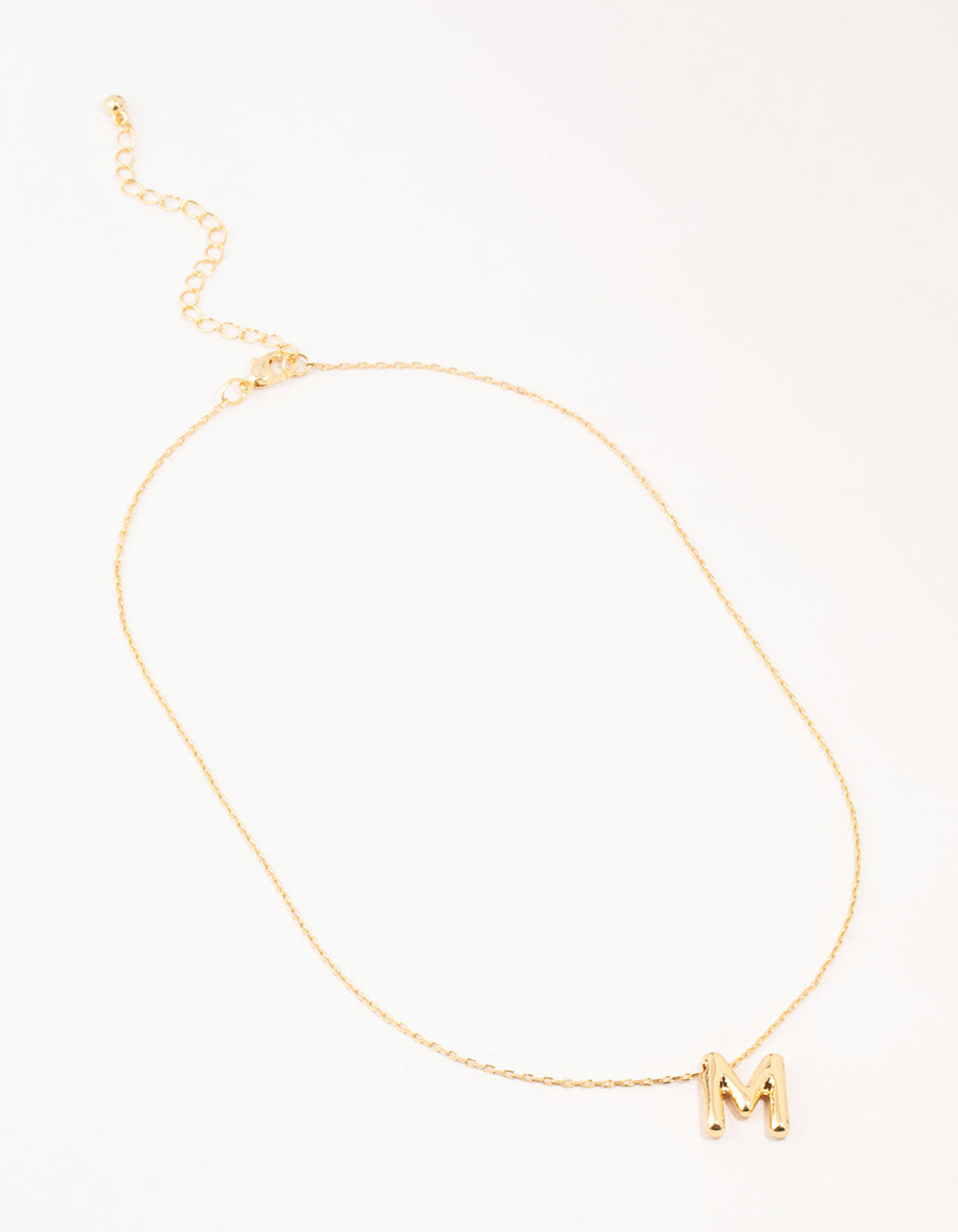 Gold Plated Bubble Letter M Necklace