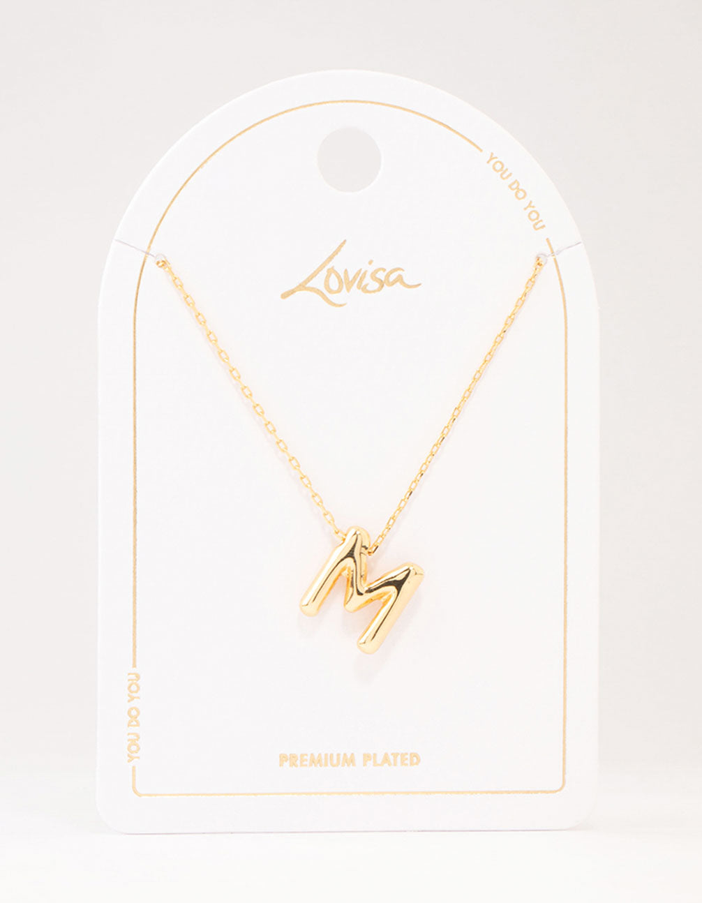 Gold Plated Bubble Letter M Necklace