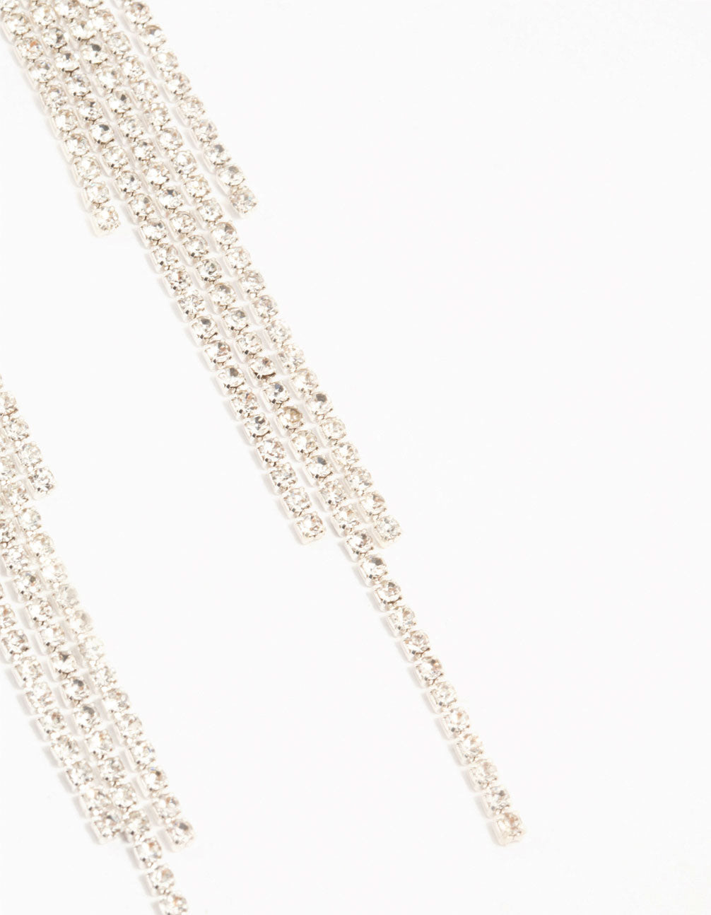 Diamante Floral Cup Chain Drop Silver Earrings