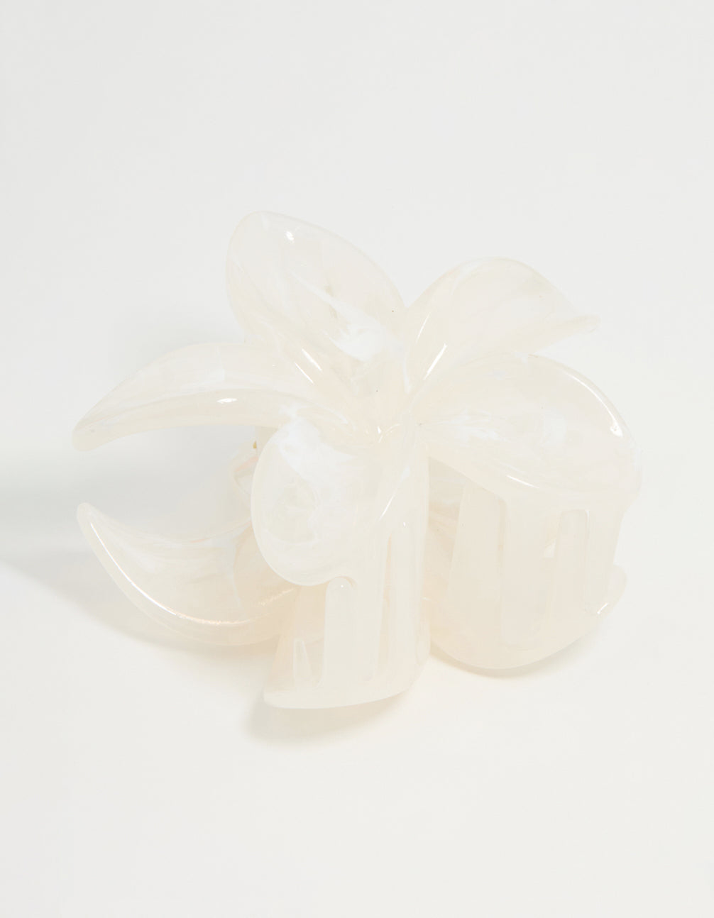 White Marble Frangipani Hair Claw Clip