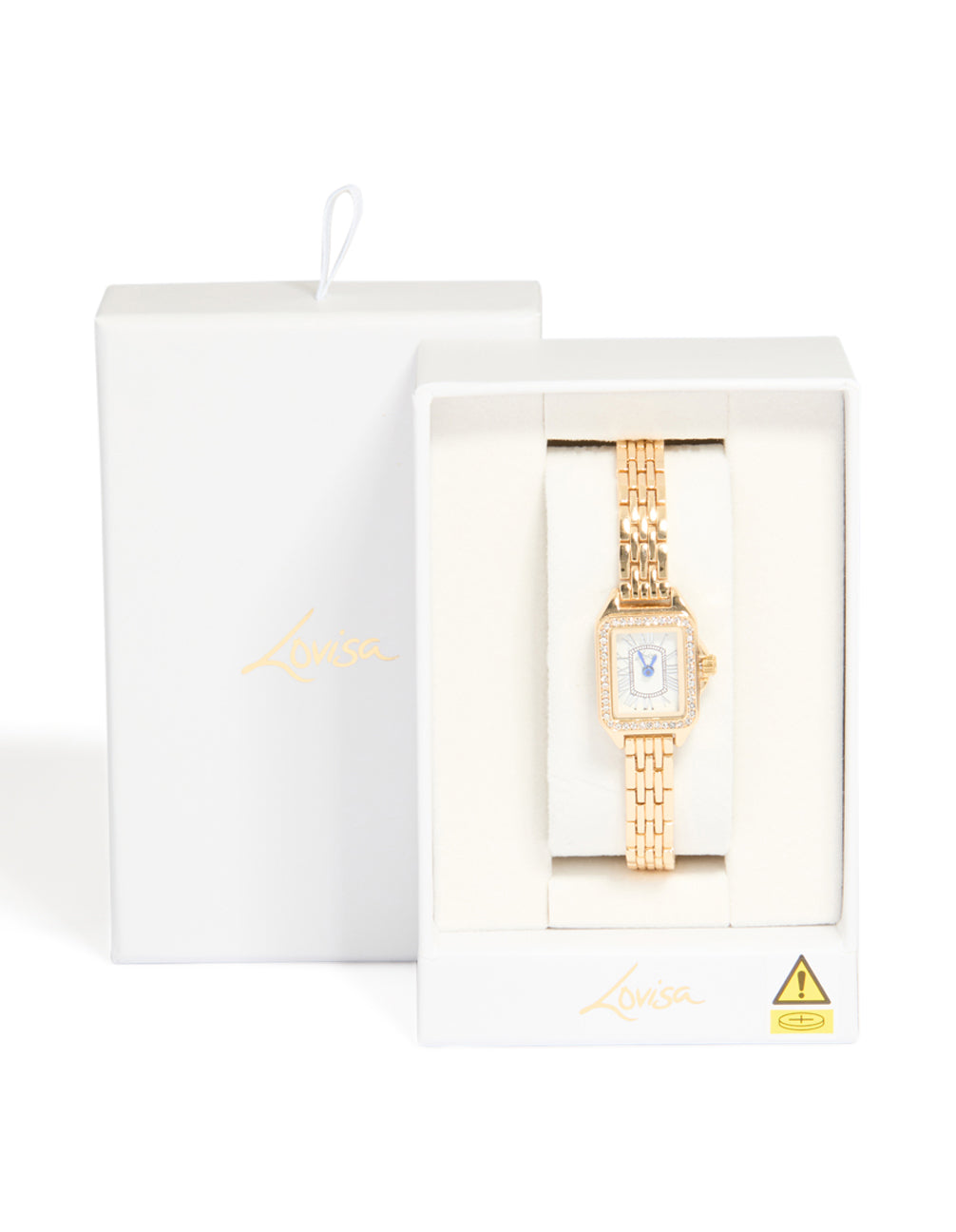 Gold Diamante Mini Rectangular Watch
