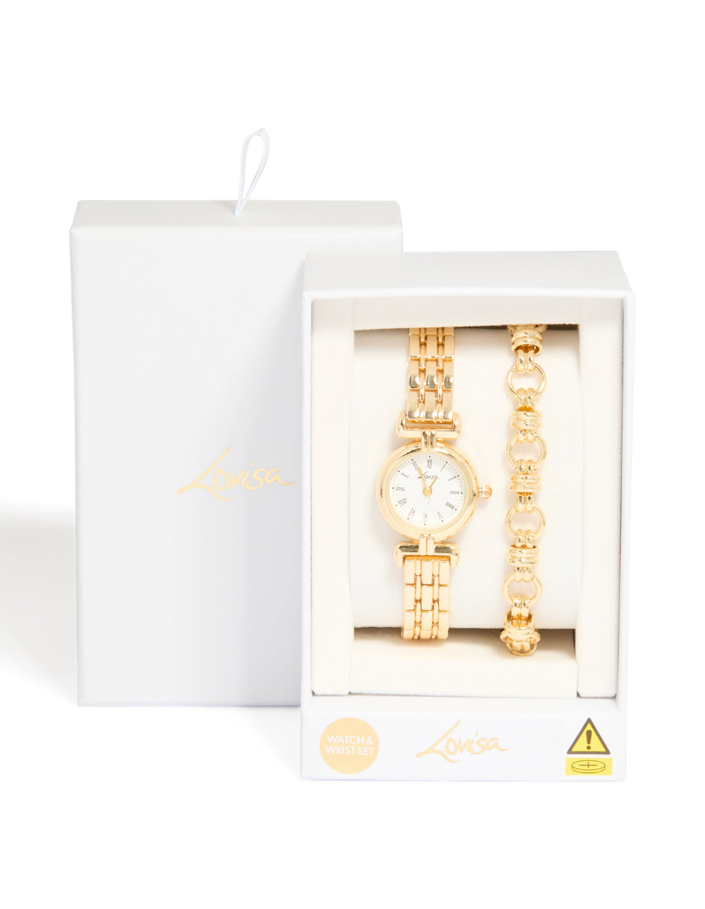 Gold Chain Bracelet & Watch Set