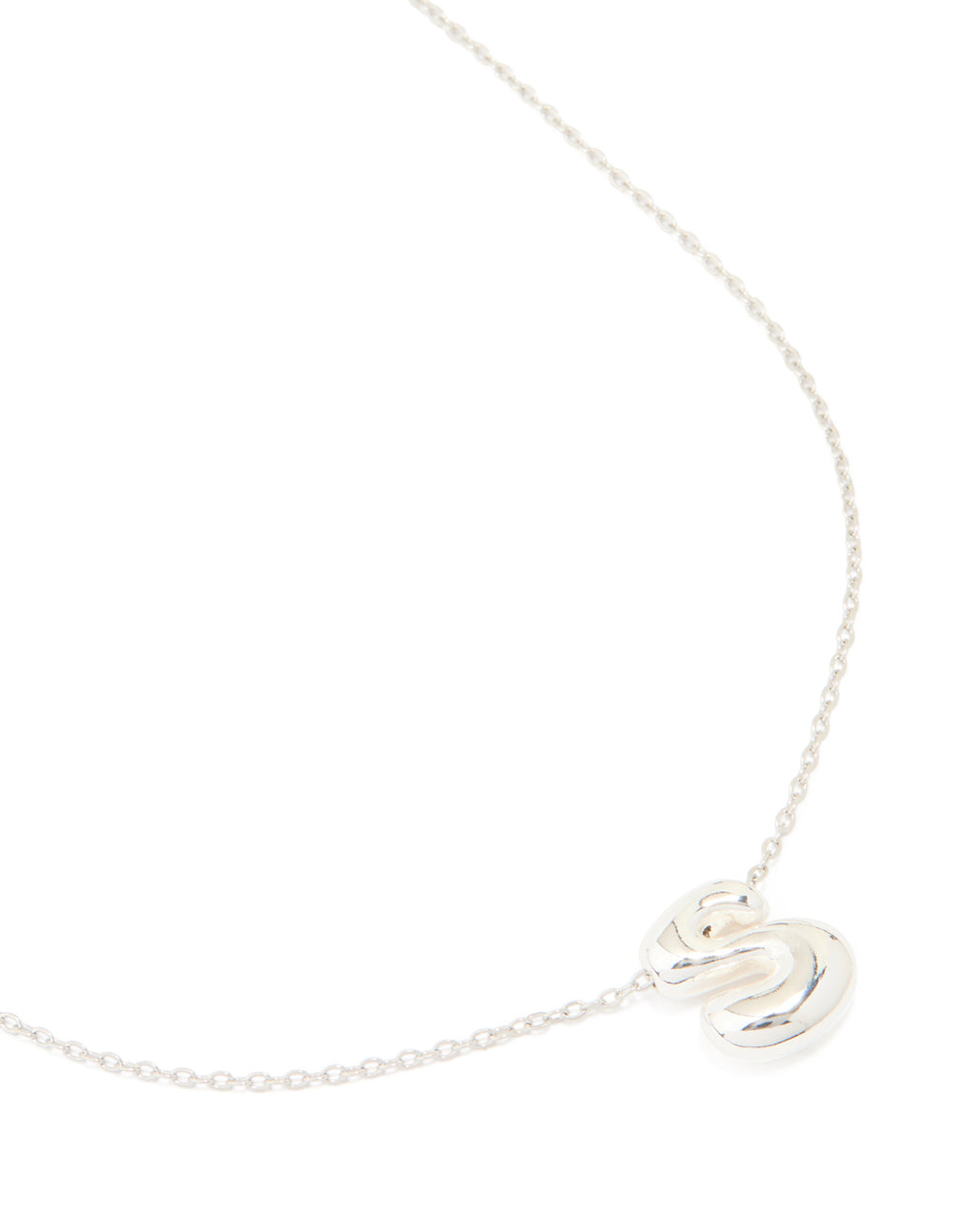 Waterproof Stainless Steel Large Bubble Letter S Necklace