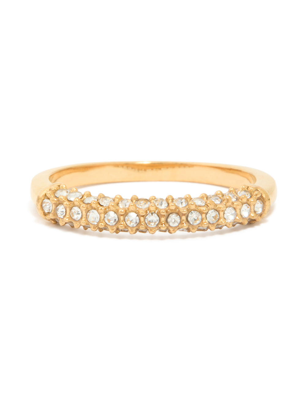 Waterproof Gold Plated Stainless Steel Cubic Zirconia Pave Skinny Ring