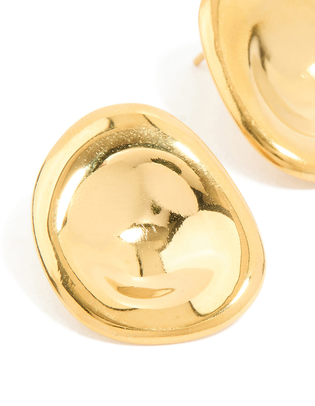 Waterproof Gold Plated Stainless Steel Button Stud Earrings
