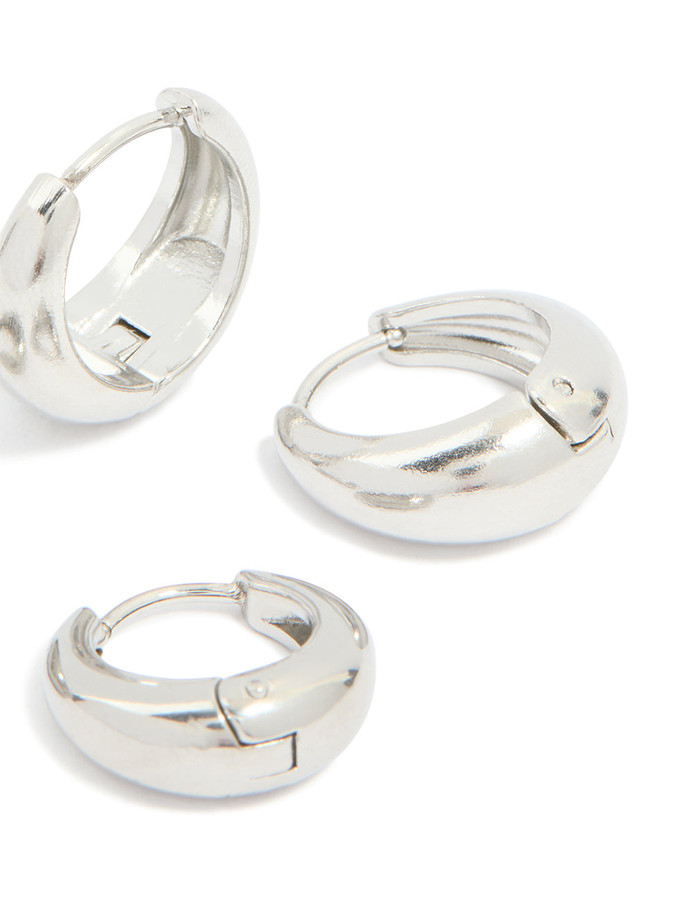 Waterproof Stainless Steel Thick Oval Huggie Earrings 2-Pack