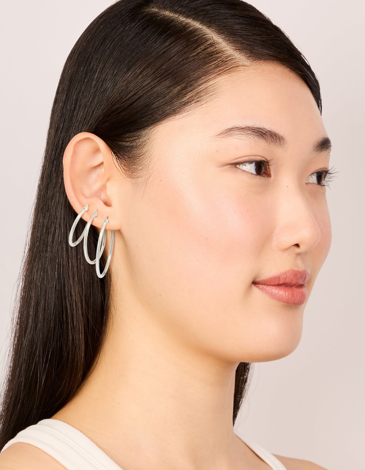 Waterproof Stainless Steel Large Thin Mix Hoop Earrings 3-Pack