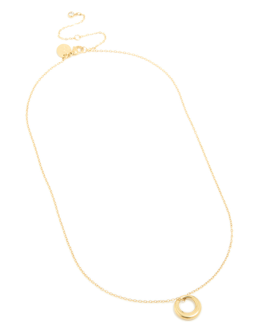 Waterproof Gold Plated Stainless Steel Disc Pendant Necklace