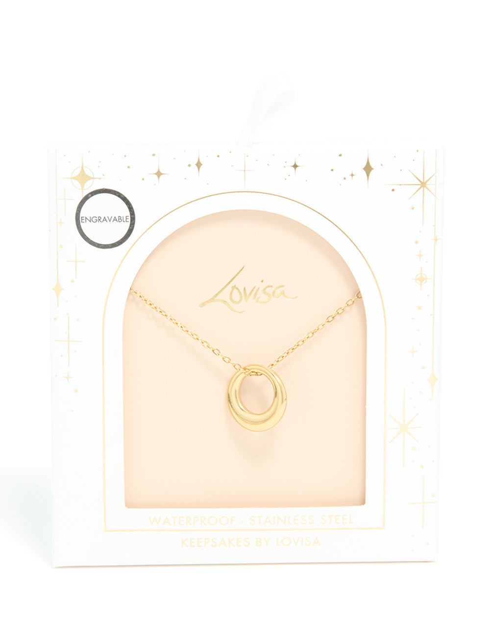 Waterproof Gold Plated Stainless Steel Disc Pendant Necklace