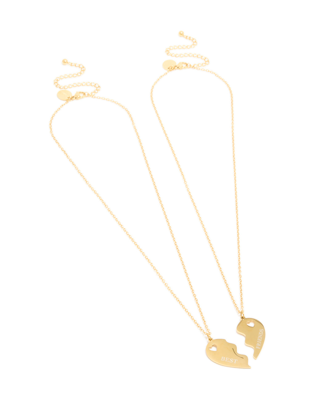 Waterproof Gold Plated Stainless Steel BFF Heart Necklaces 2-Pack