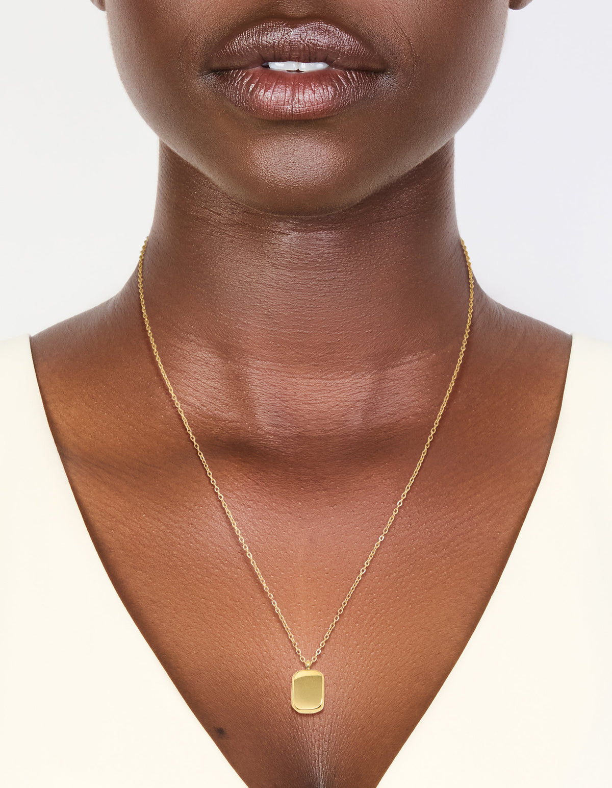 Waterproof Gold Plated Stainless Steel Round Rectangle Engravable Necklace
