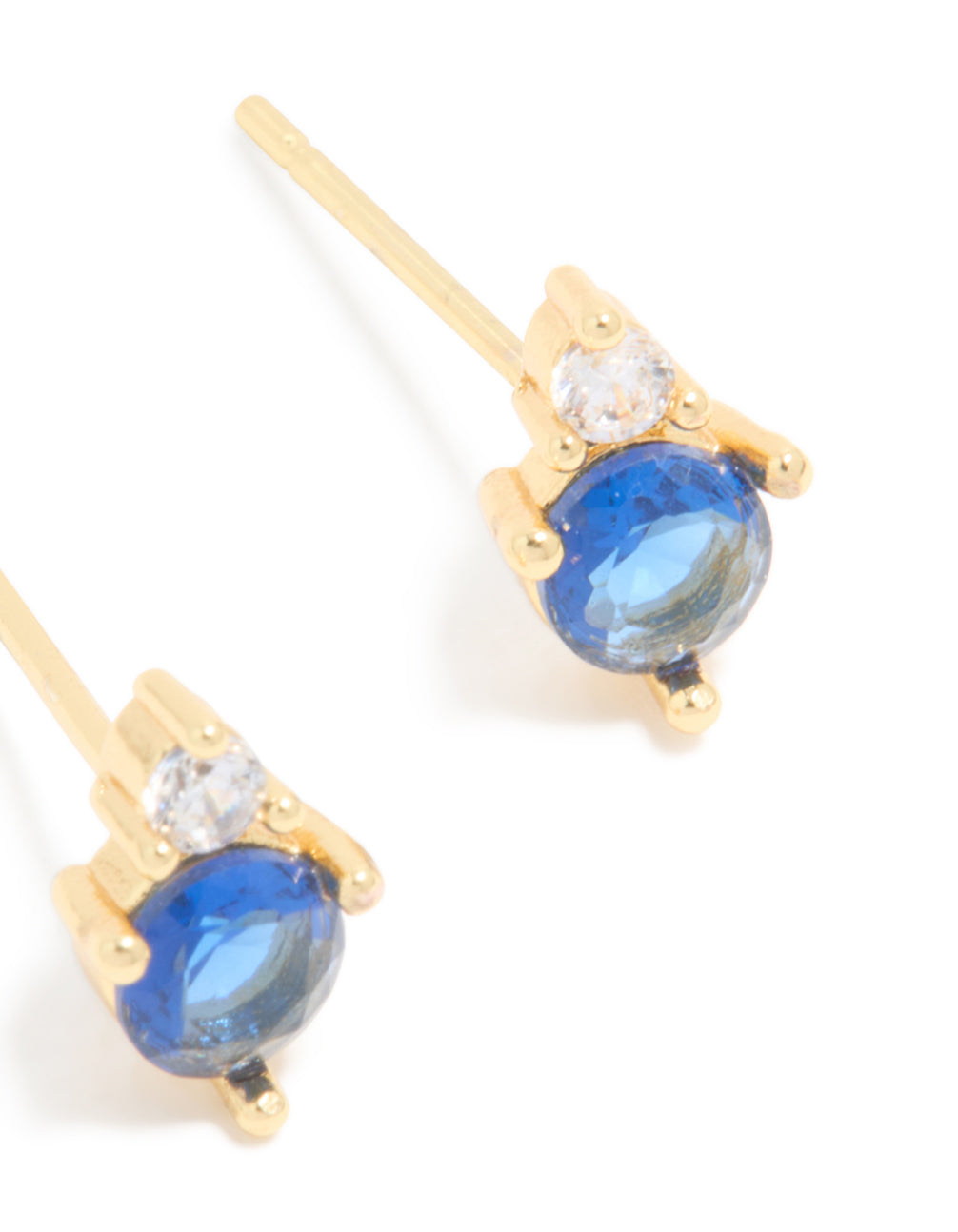Waterproof Gold Plated Stainless Steel Cubic Zirconia Duo September Birthstone Stud Earrings