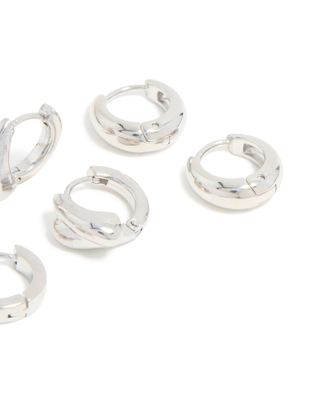 Waterproof Stainless Steel Chunky Huggie Earrings 3-Pack