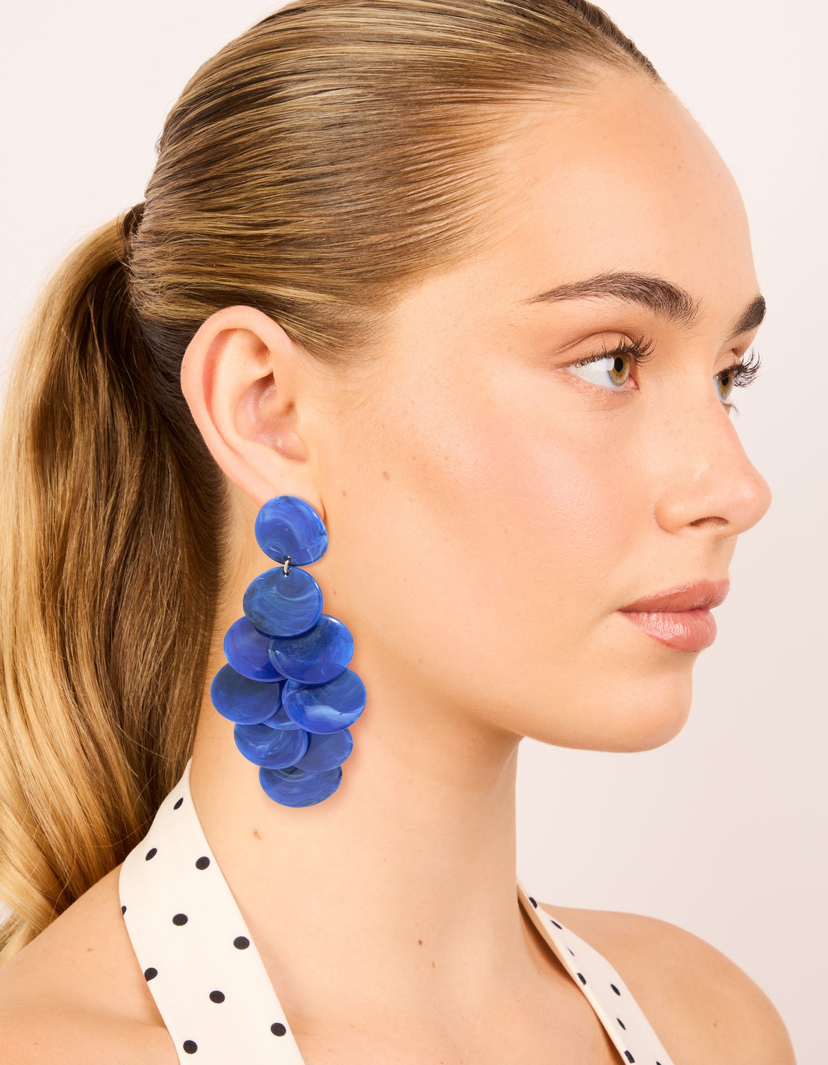 Dark Blue Acrylic Circles Waterfall Drop Earrings