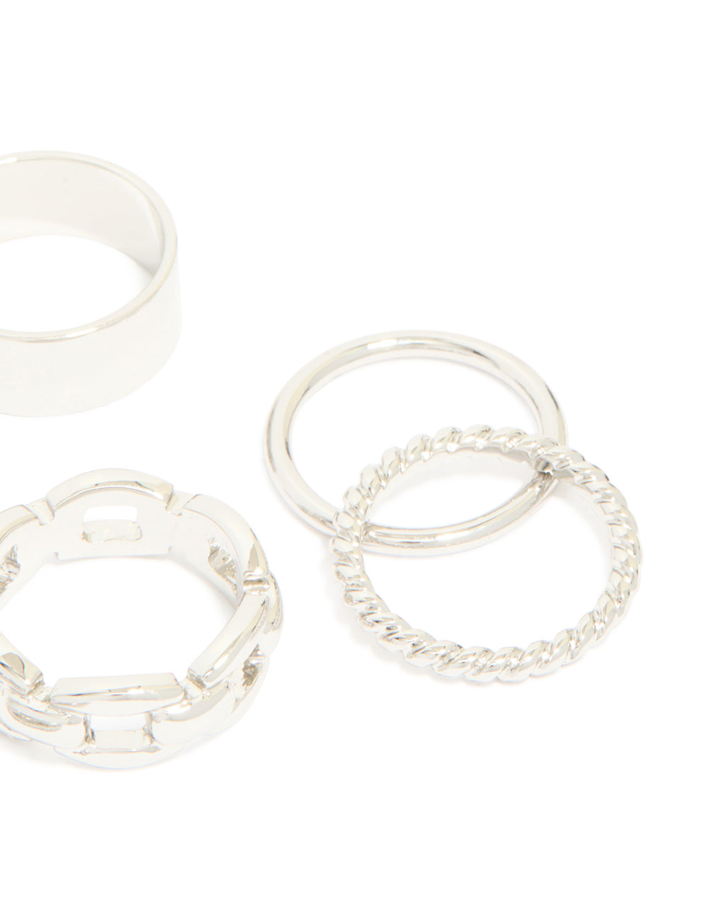 Silver Smooth & Chain Rings 6-Pack