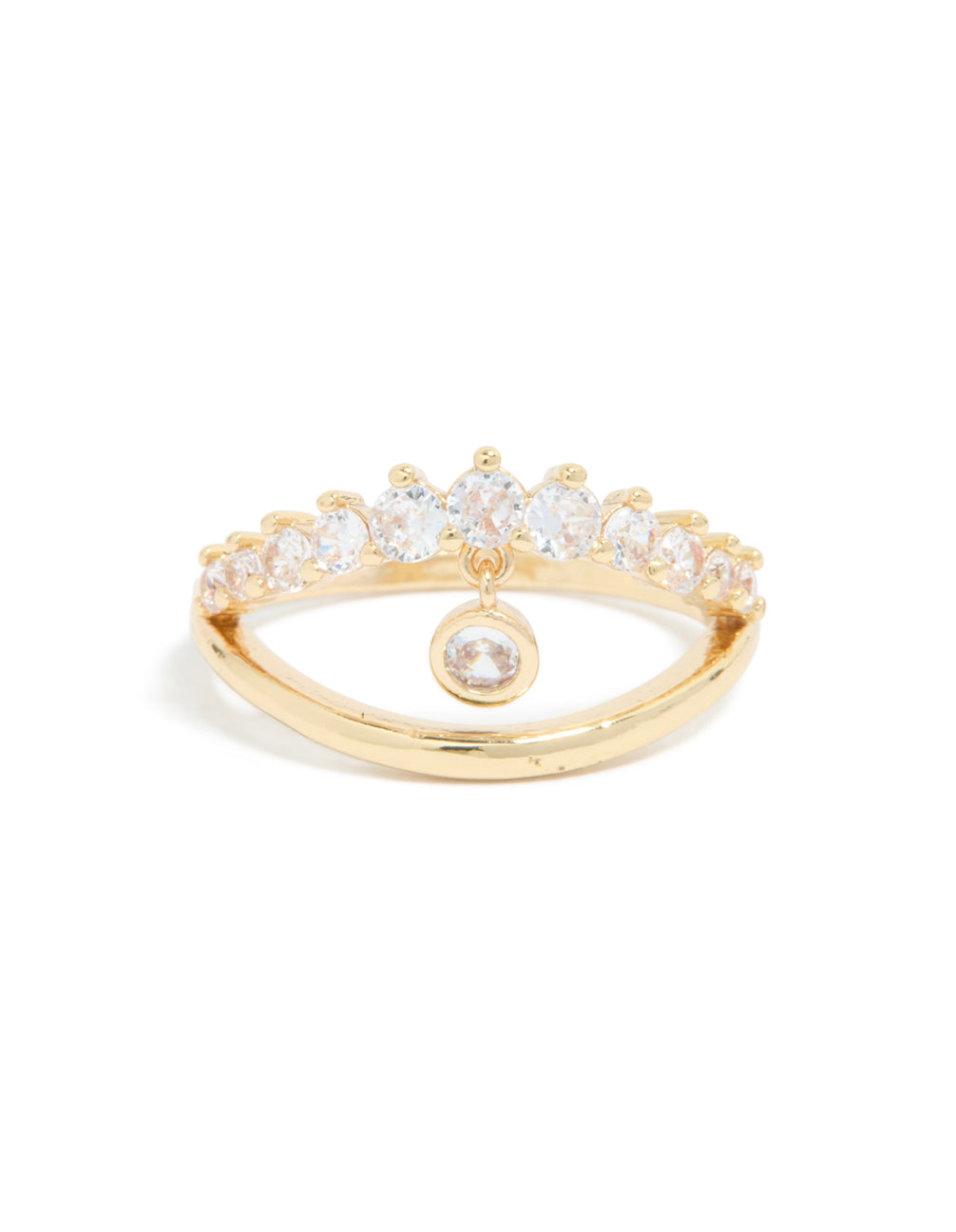 Gold Plated Cubic Zirconia Split Charm Ring
