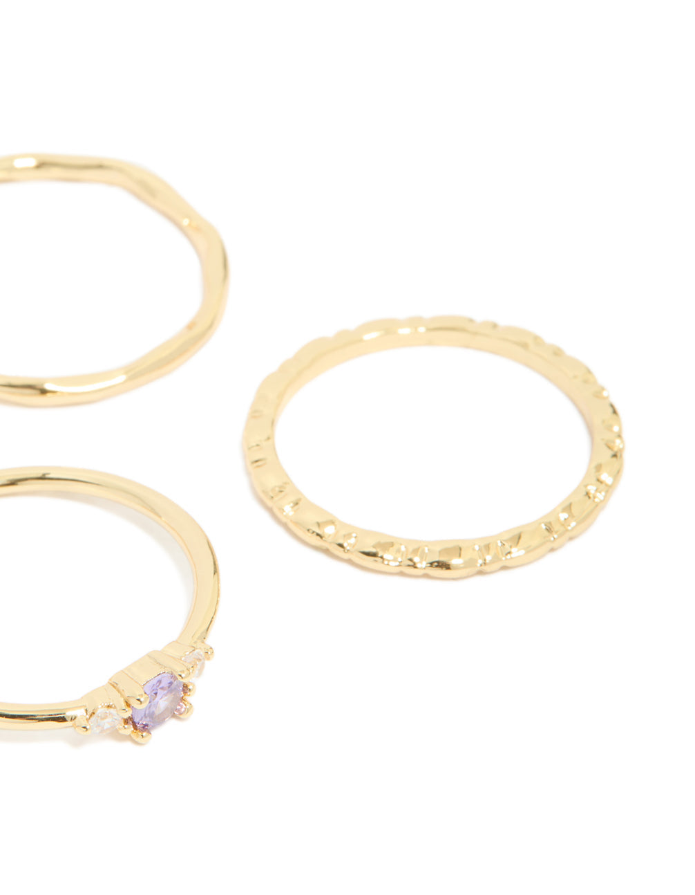 Gold Plated Aqua Cubic Zirconia Rings 5-Pack