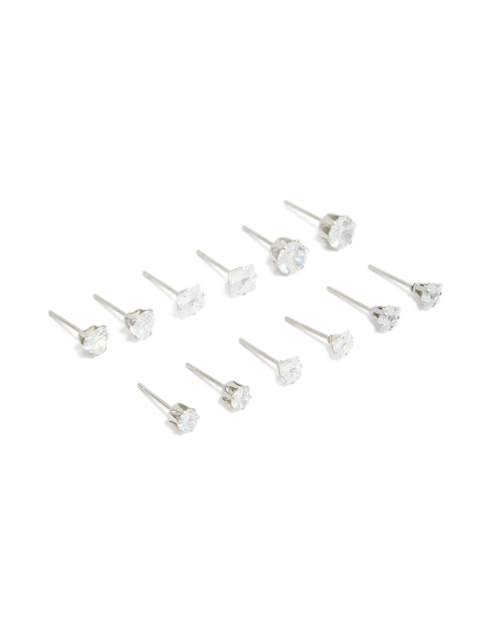 Waterproof Stainless Steel Cubic Zirconia Essential Stud Earrings 6-Pack