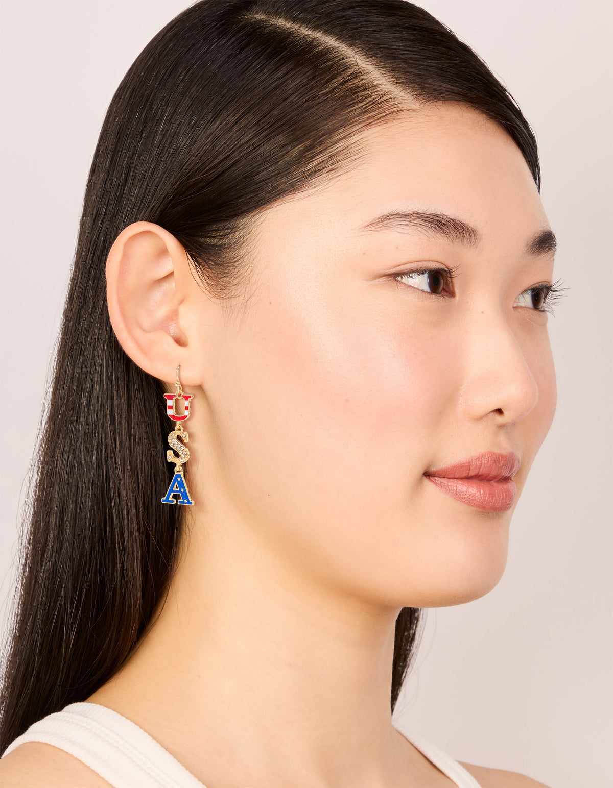 Gold USA Drop Earrings