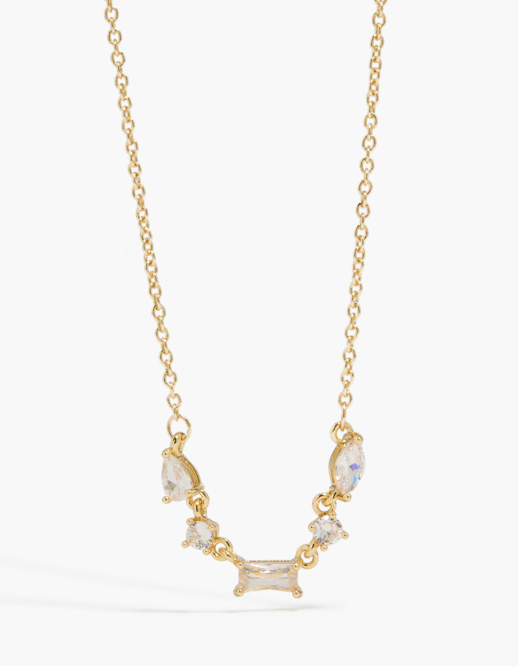14K Gold Plated Mixed Shaped Cubic Zirconia Necklace