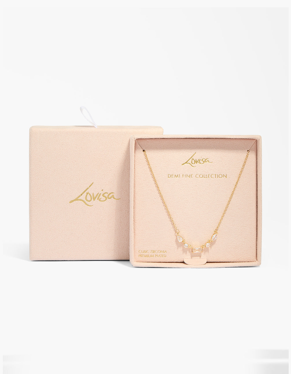 14K Gold Plated Mixed Shaped Cubic Zirconia Necklace