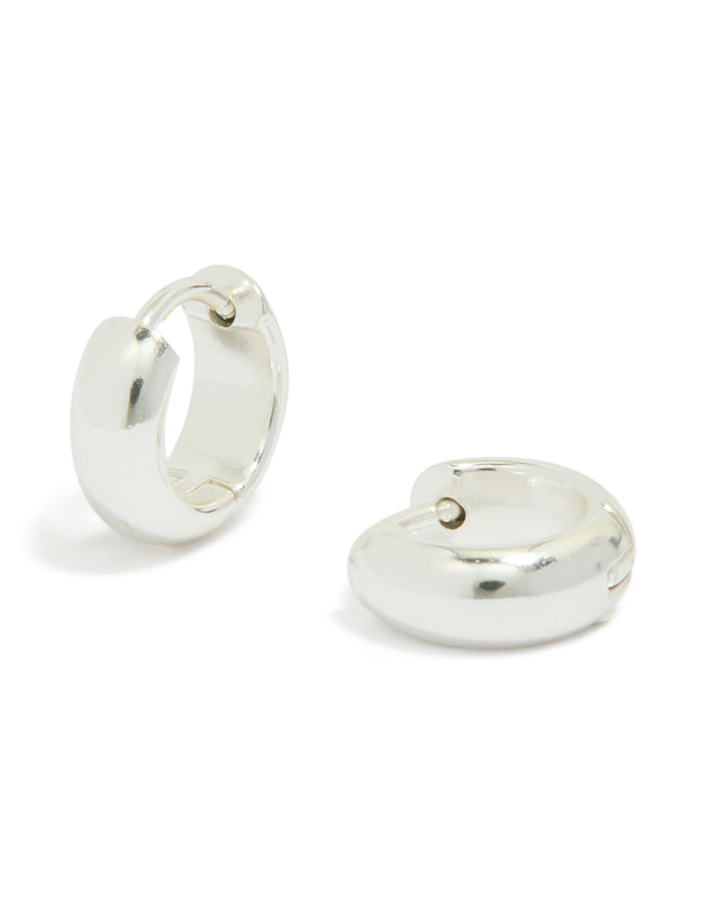 Waterproof Silver Plated Stainless Steel Rectangle Huggie Earrings