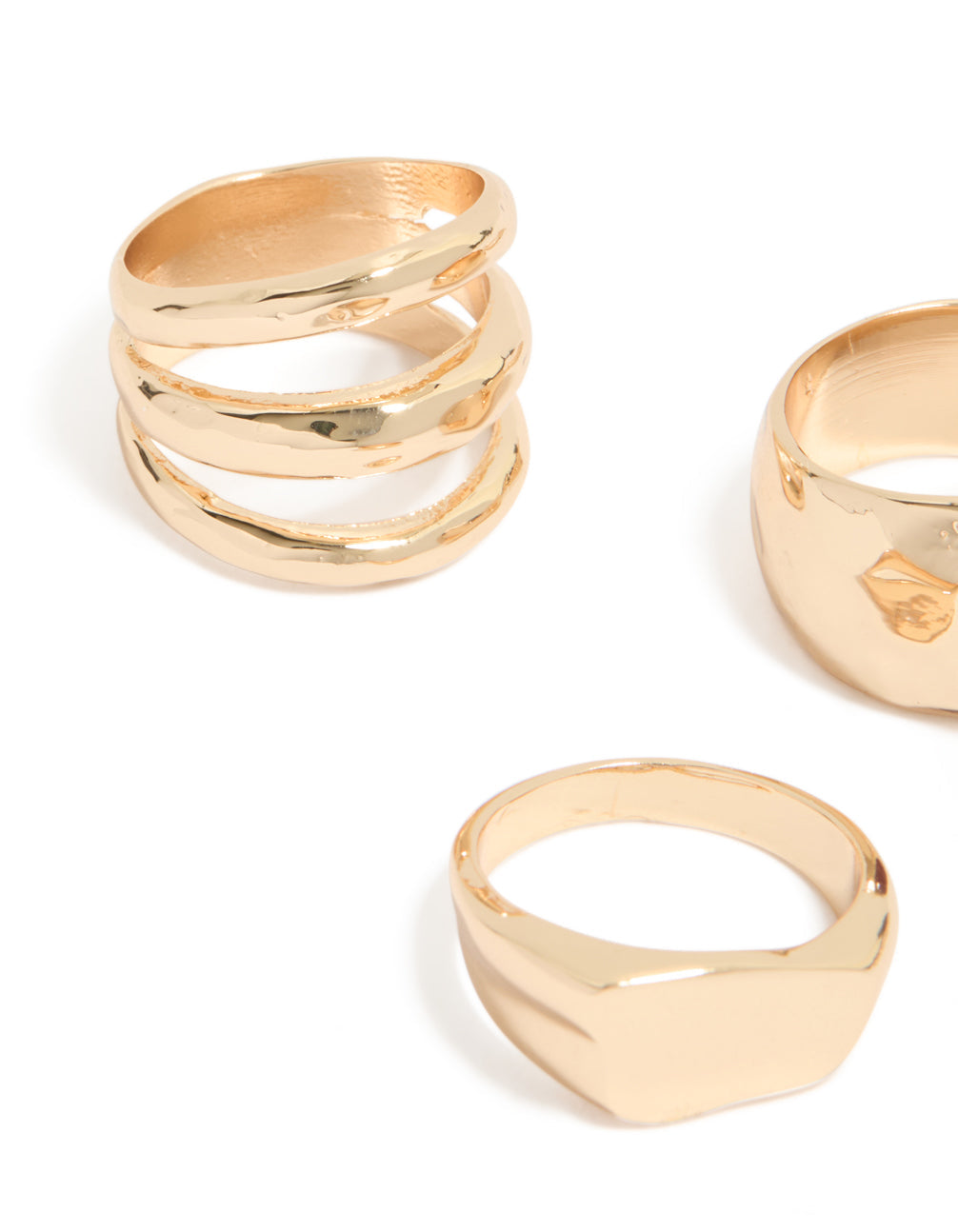Gold Chunky & Red Stone Rings 5-Pack