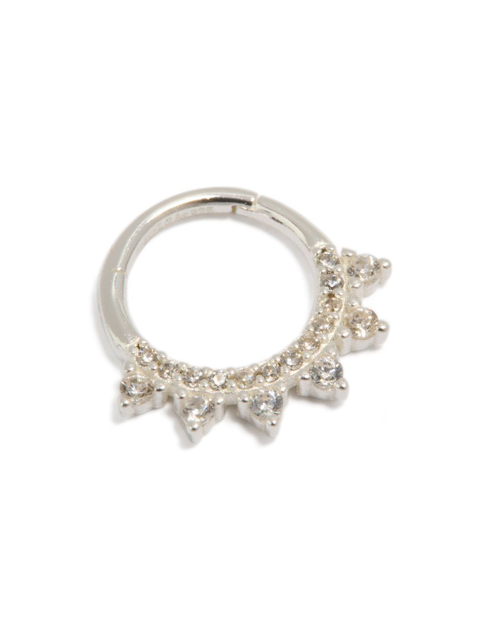 Sterling Silver Cubic Zirconia Spike Clicker Ring