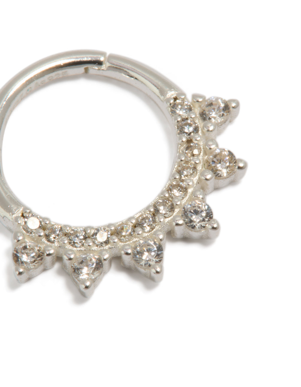 Sterling Silver Cubic Zirconia Spike Clicker Ring