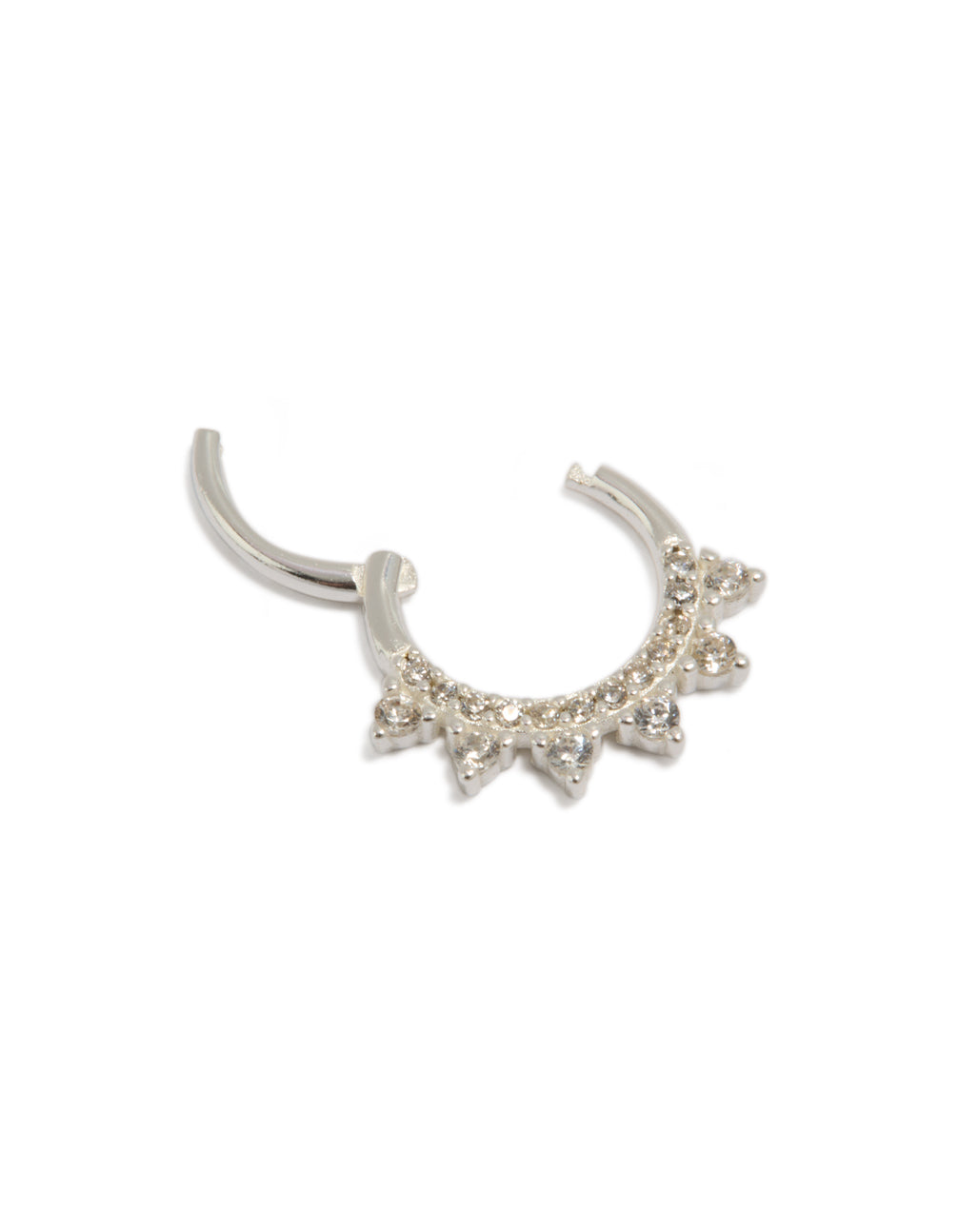 Sterling Silver Cubic Zirconia Spike Clicker Ring