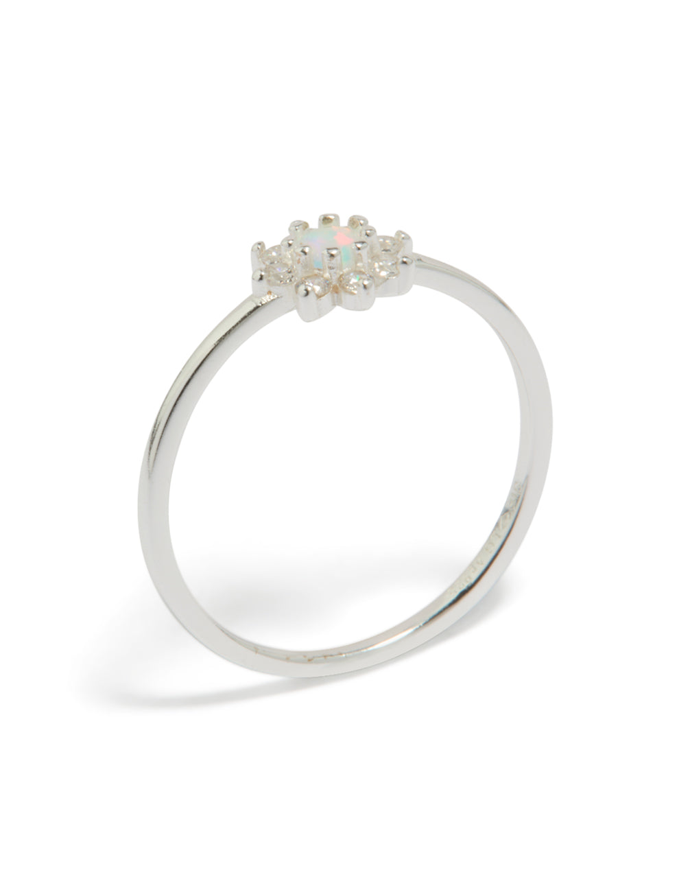 Sterling Silver Cubic Zirconia Faux Opal Star Ring