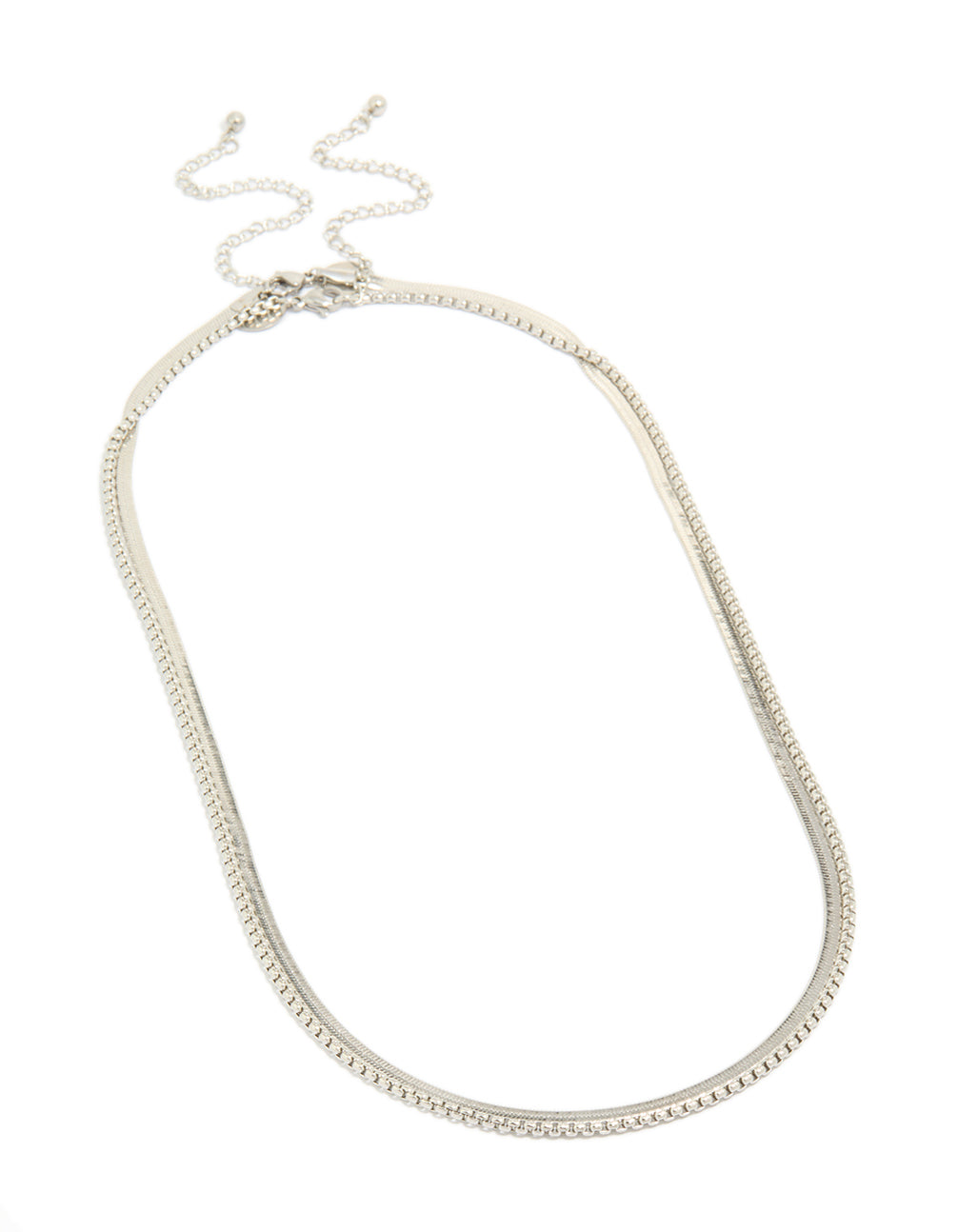 Mens Waterproof Stainless Steel Snake & Box Chain Necklaces 2-Pack