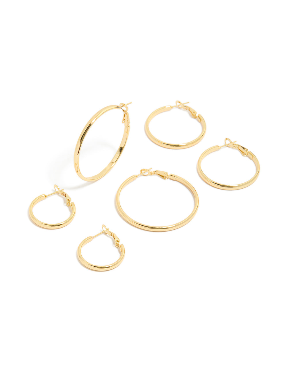 Waterproof Gold Plated Stainless Steel Wide Round Hoop Earrings 3-Pack