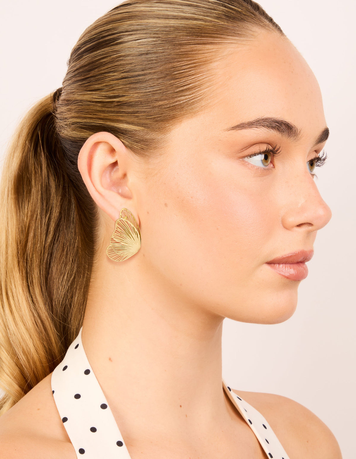 Waterproof Gold Plated Stainless Steel Laser Cut Butterfly Stud Earrings