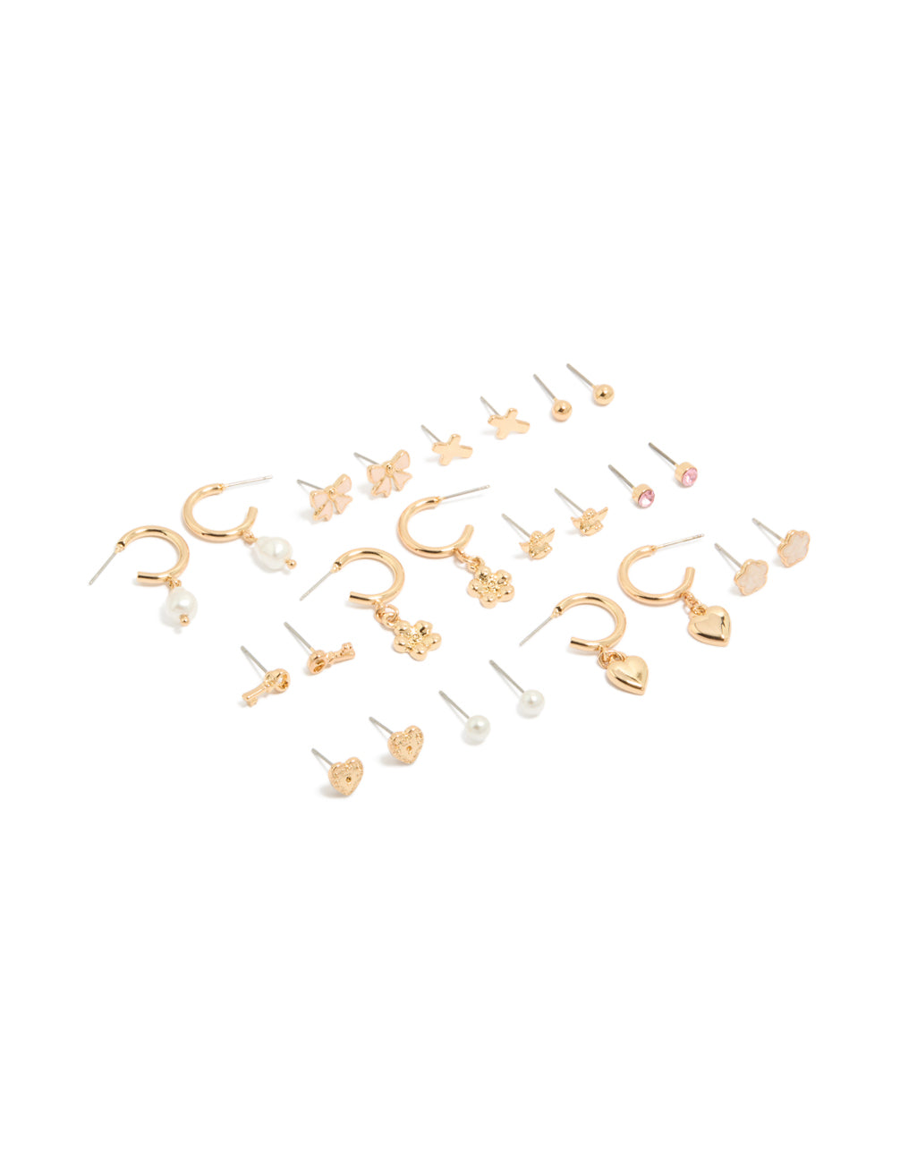 Gold & Pearl Dainty Stud Earrings 12-Pack