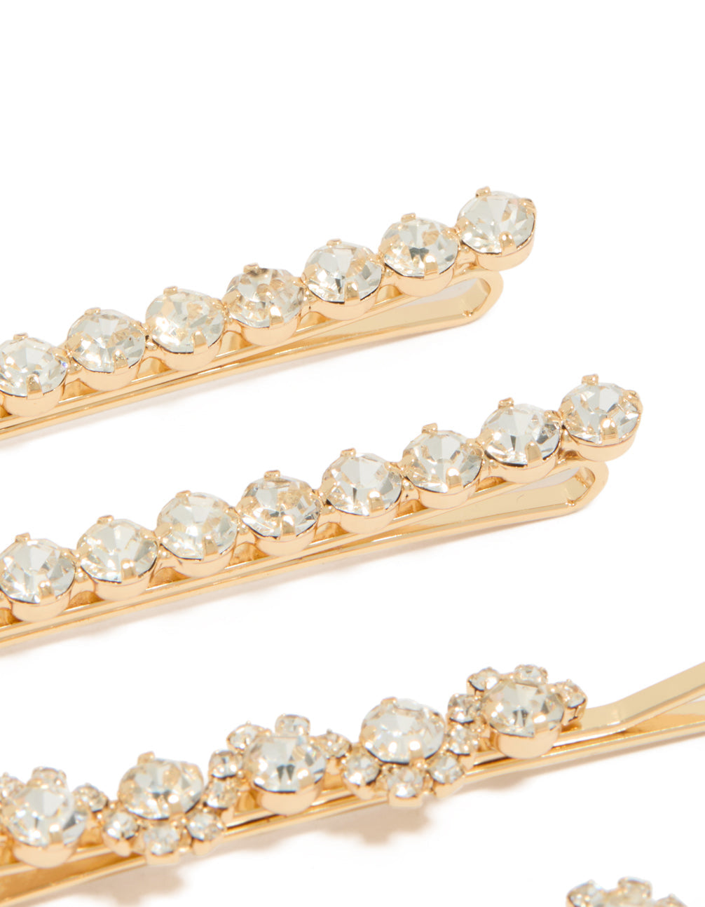 Gold Diamante Hair Clips 4-Pack