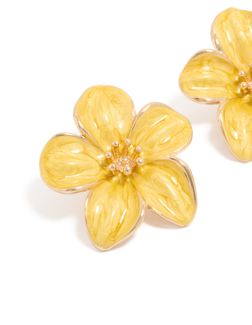 Gold Yellow Flower Stud Earrings