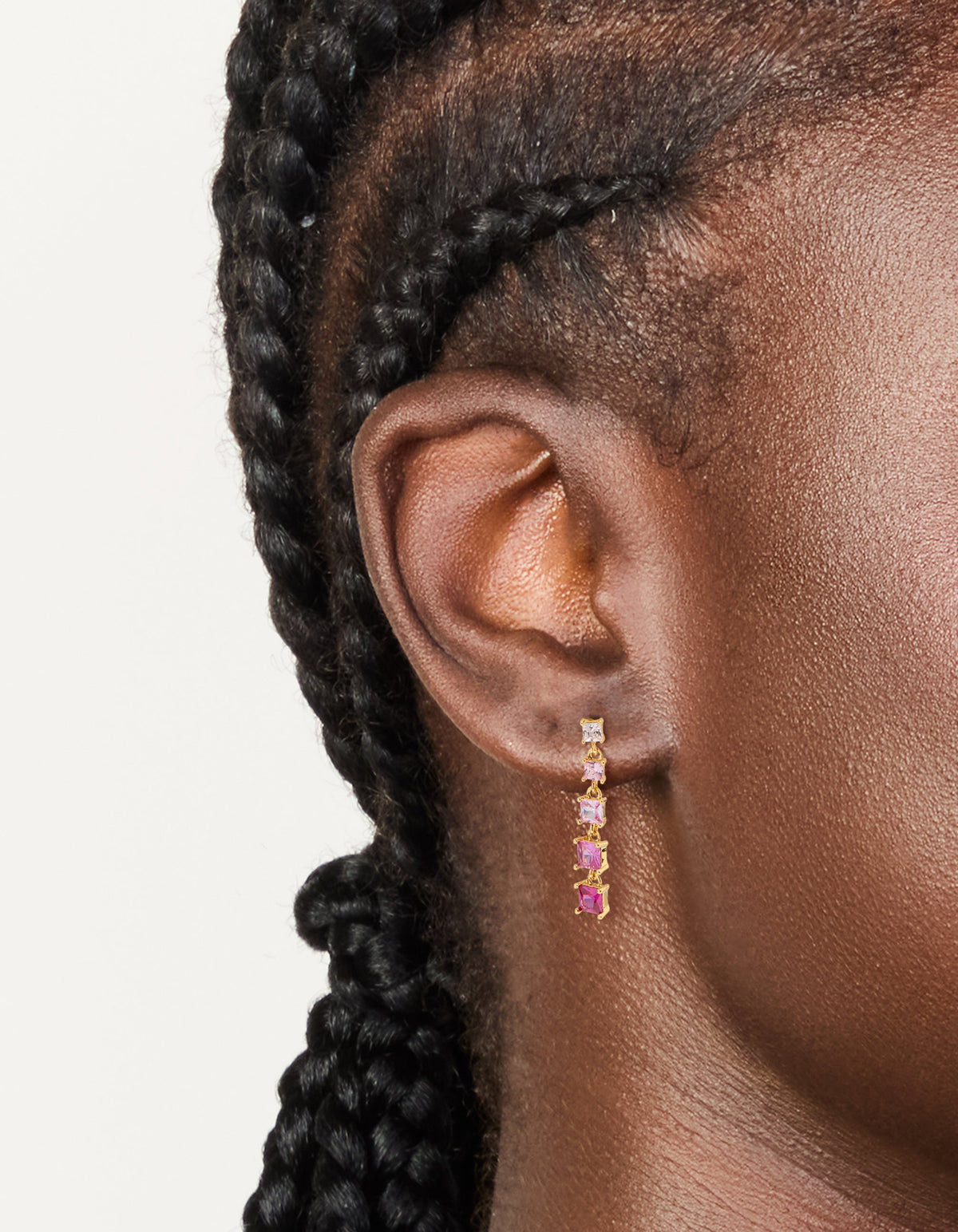 Gold Pink Cubic Zirconia Gradient Drop Earrings