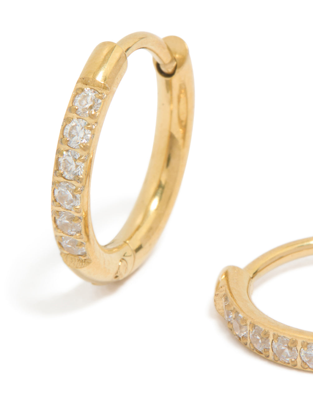 Gold Plated Surgical Steel Cubic Zirconia Classic Sleeper Earrings 10 MM
