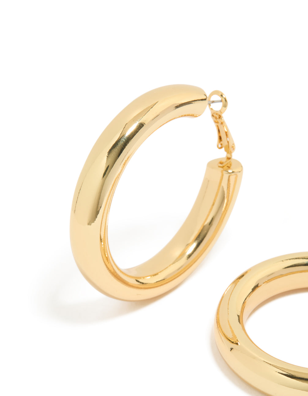 Gold Plated Thick Statement Hoop Earrings