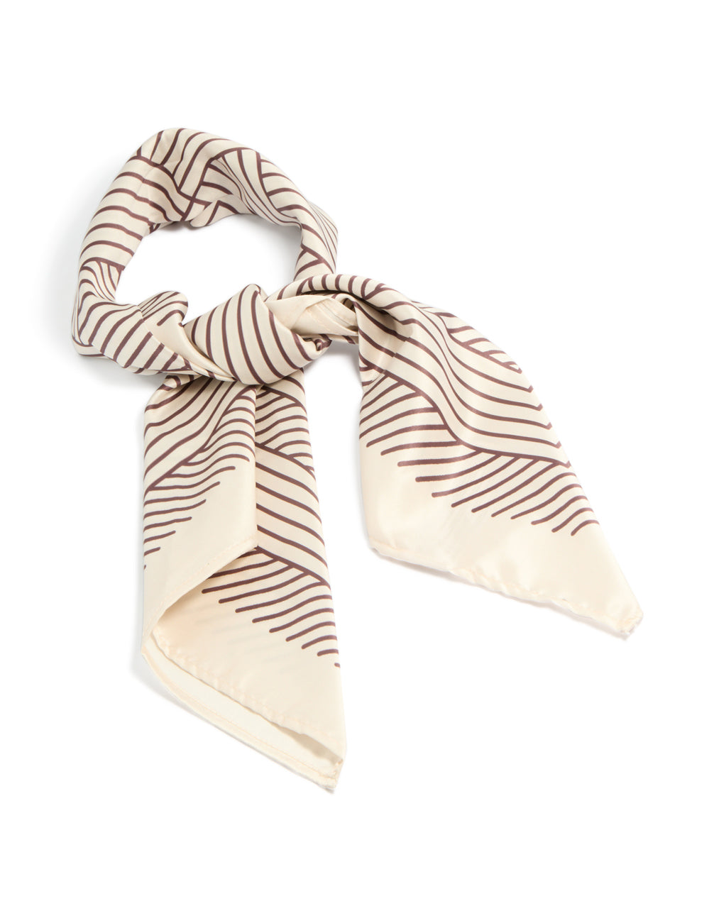 Cream Brown Geometric Wavy Lines Fabric Scarf