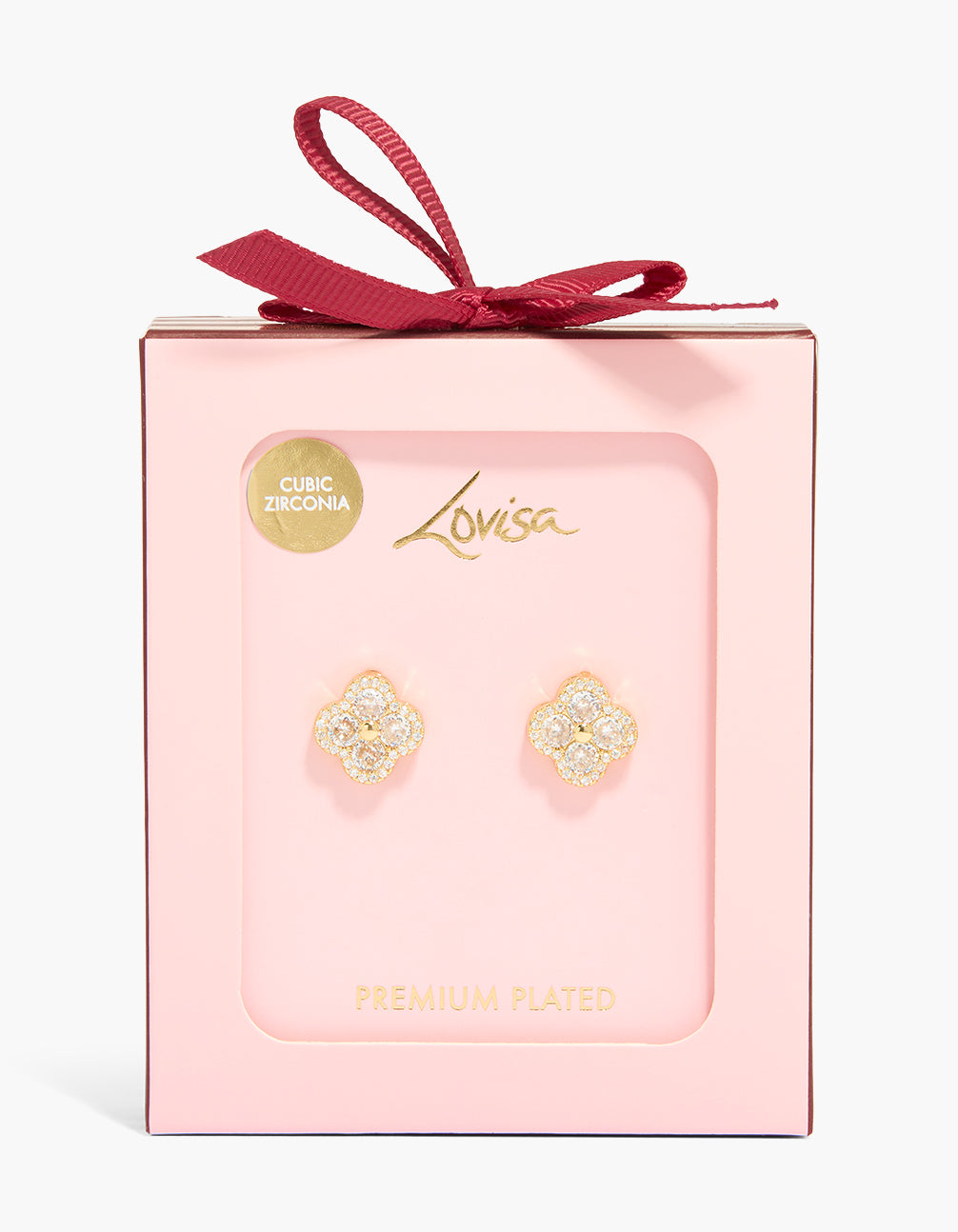 Gold Plated Cubic Zirconia Flower Detail Stud Earrings